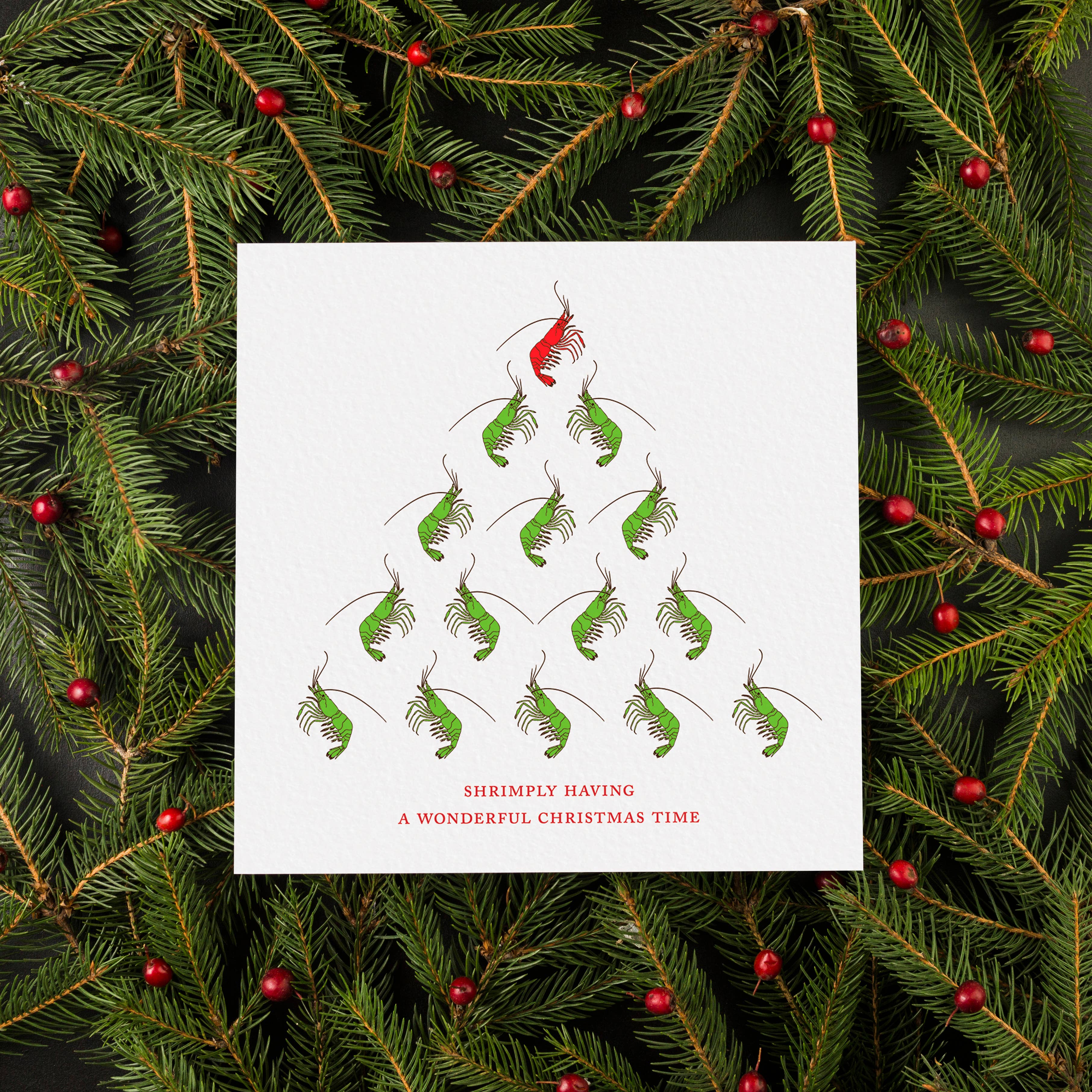 Ampersand M Studio - Wholesale Christmas Card - Shrimply Having Wonderful Christmas Greeting Card3