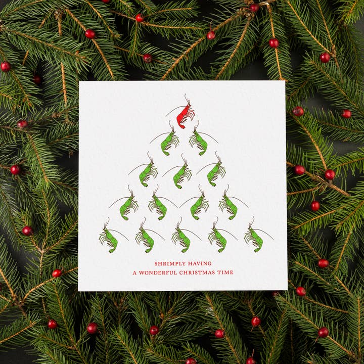 Ampersand M Studio - Wholesale Christmas Card - Shrimply Having Wonderful Christmas Greeting Card3