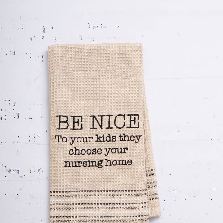 Mona B. - Wholesale Tea Towel - BE NICE WAFFLE-WEAVE DISHTOWEL (Set of 2), MH-156