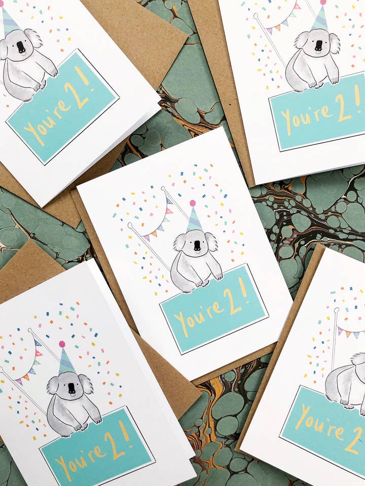 Koala 2nd Birthday Card for wholesale by Liv & Draw