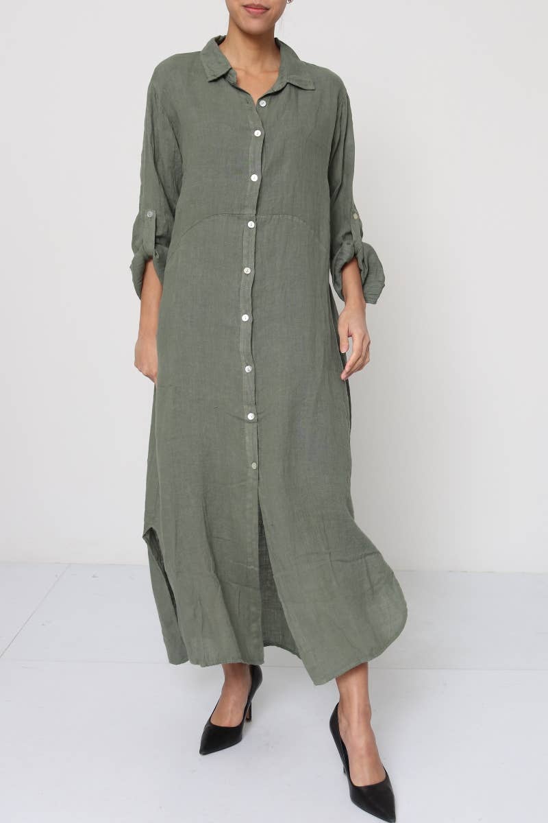 LÉA & LUC - Wholesale Dress - Women's - Long shirt dresses in 100% Linen REF. 148433
