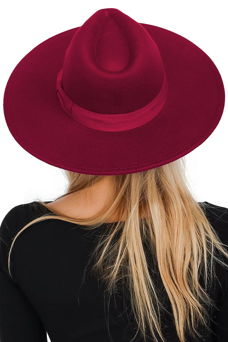 Cap Zone - Vente Chapeau en feutre – unisexe - Chapeau d'éleveur en feutre monochrome à large bord et nœud plat5