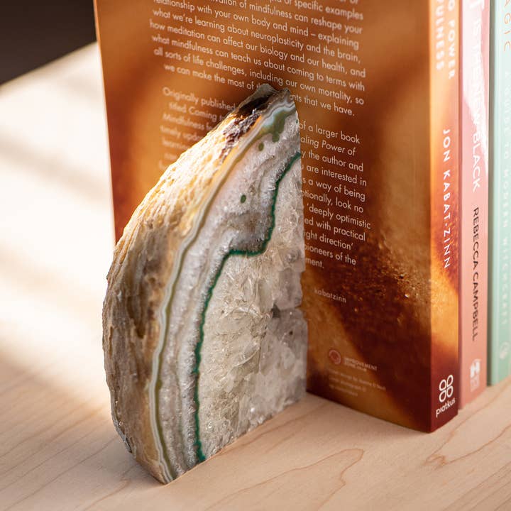 GeoCentral - Wholesale Bookend - Green Agate Bookends - Crafted in Brazil