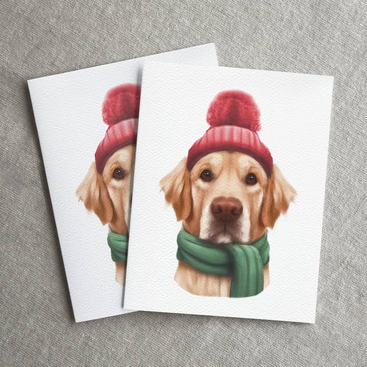 Blue Thistle - Wholesale Christmas Card - Dog Christmas Card, Happy Holidays, Golden Retriever