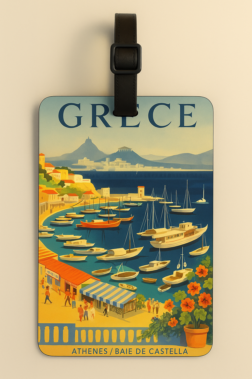 Jolitee - Vente Étiquette pour bagage - Étiquettes de bagages en cuir végétalien : Art d'affiche vintage4