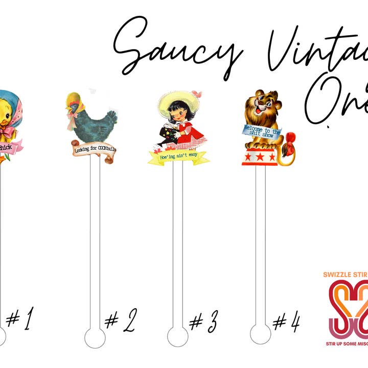 Saucy Vintage One - Cocktail Stir Stick - Drink Swizzle for wholesale by Swizzle Stir Stix