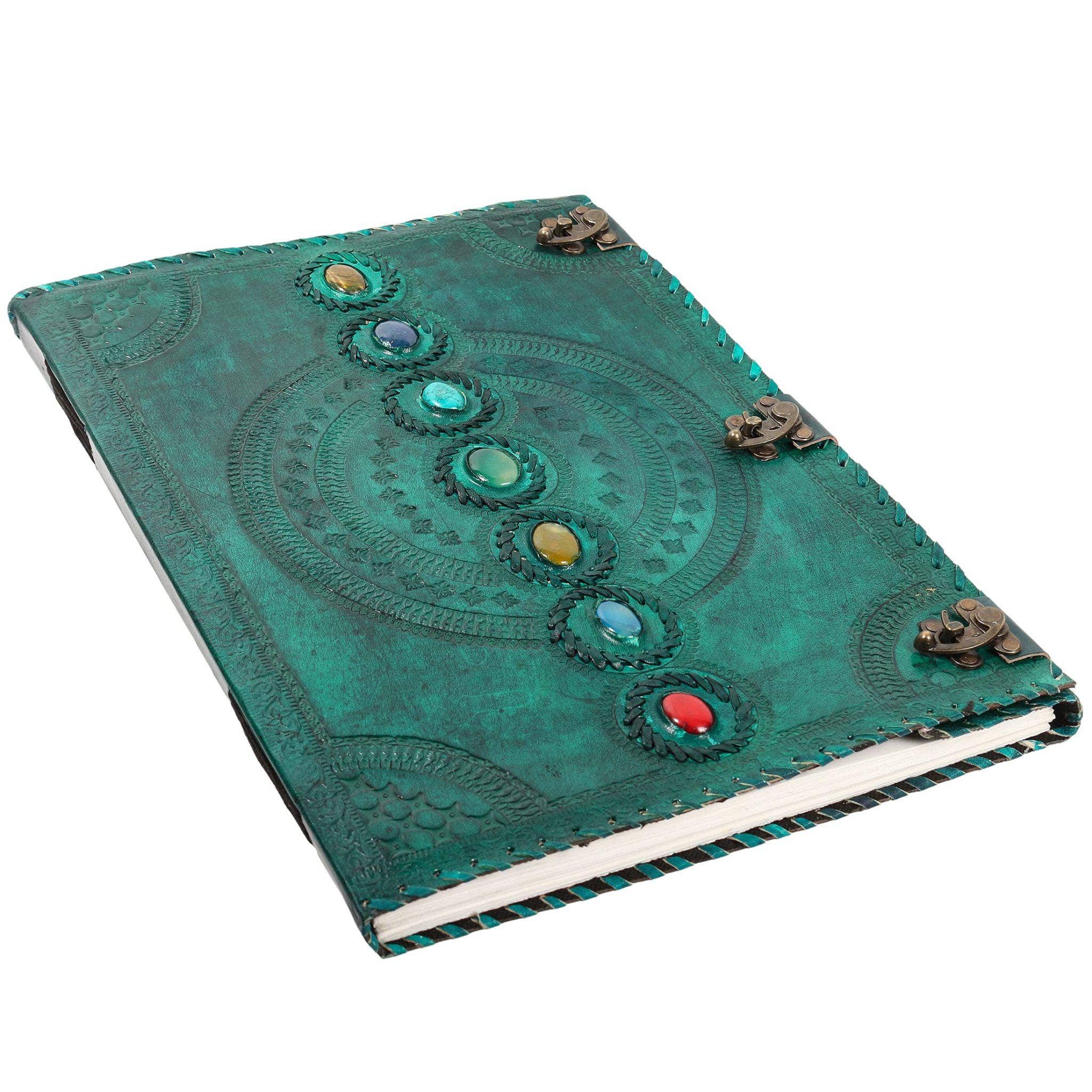 Tuzech Leather - Wholesale Journal/Diary - Tuzech Seven Chakra Medieval Stone Embossed Handmade Jumbo Leather Journal Book of Shadows Notebook Office Hocus Pocus Diary College Poetry Sketch With Leather Bound20