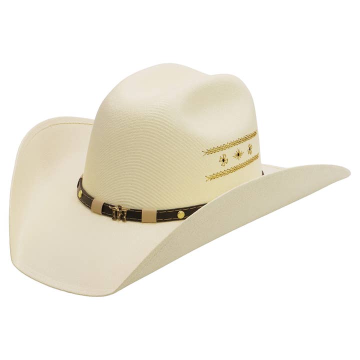 IVORY Gold Rodeo Vaquero Bangora Straw Cowboy Hat for wholesale on Faire2