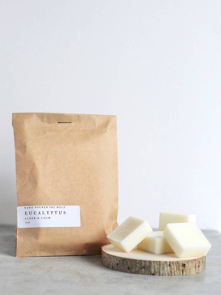 Eucalyptus Soy Wax Melts, Hand Poured, Eco Friendly, 2.5 oz for wholesale by Alder and Loam