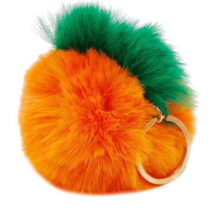 Cap Zone - Wholesale Keychain - Women's - Halloween Pumpkin Fuzzy Faux Fur Pom Pom Key Chain