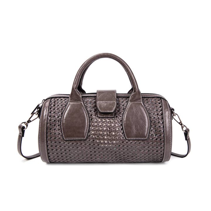 Borsa a secchiello in pelle intrecciata Frola grigio furlo per la vendita all'ingrosso da parte di kate lee