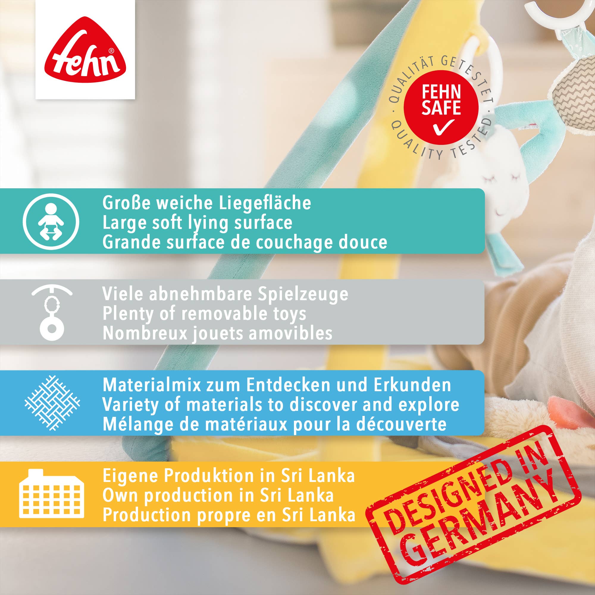 Fehn - Wholesale Play Mat - Kids & Baby - Ocean Club 3D Activity Blanket - Game Arch with Toys5