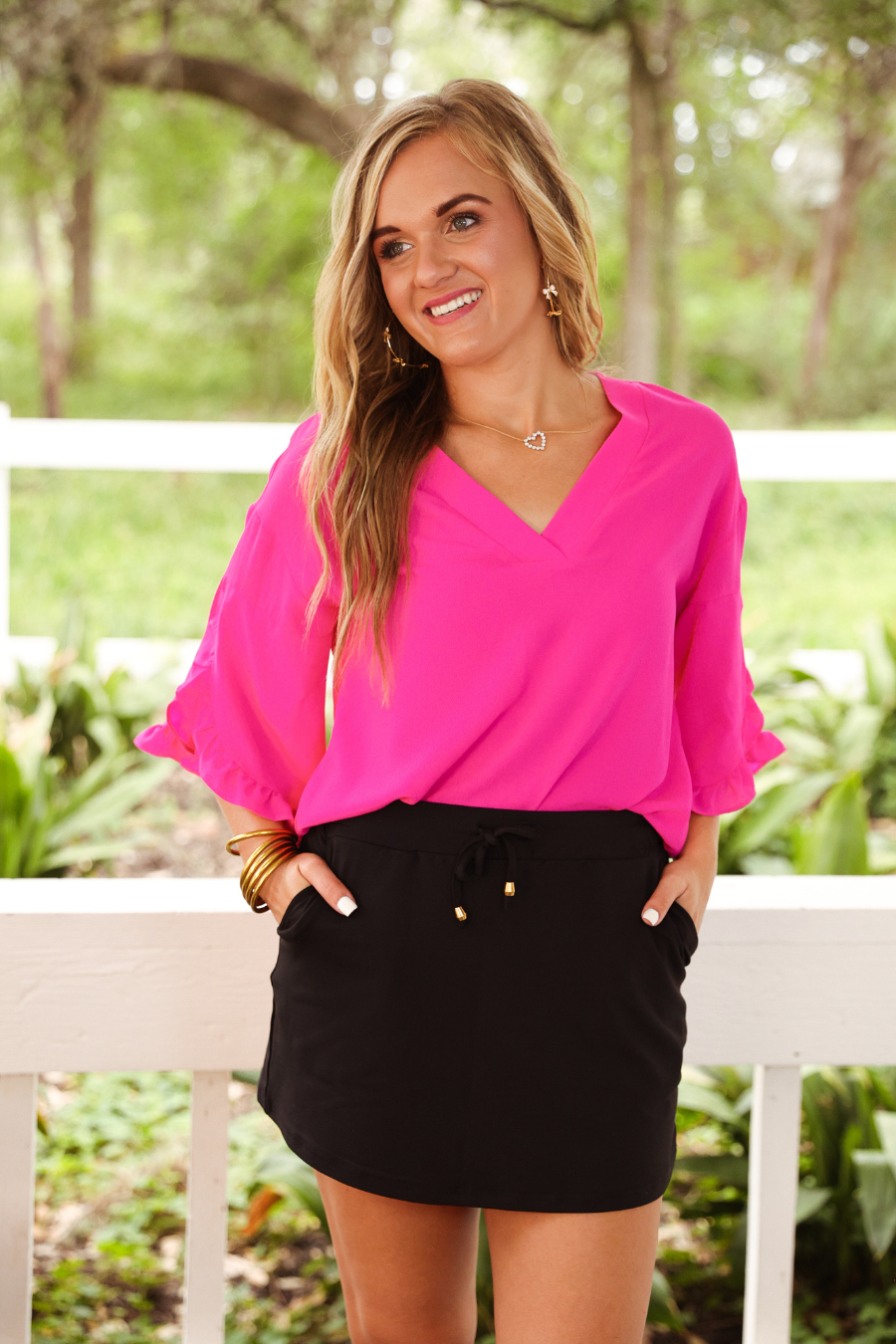 Amy Ruffle Sleeve Top, Pink for wholesale on Faire3