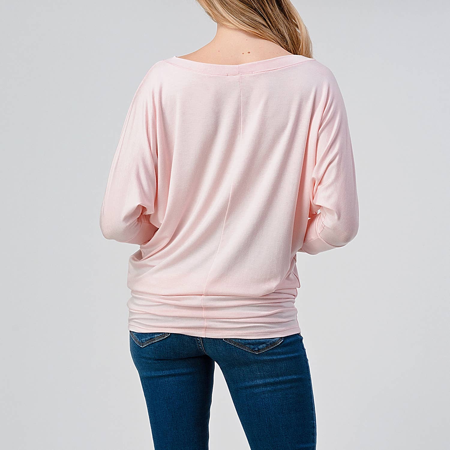 Heimious - Wholesale Knit Top - Women's - 3/4 Dolman Sleeve Round neck Modal Jersey  Top, 250348