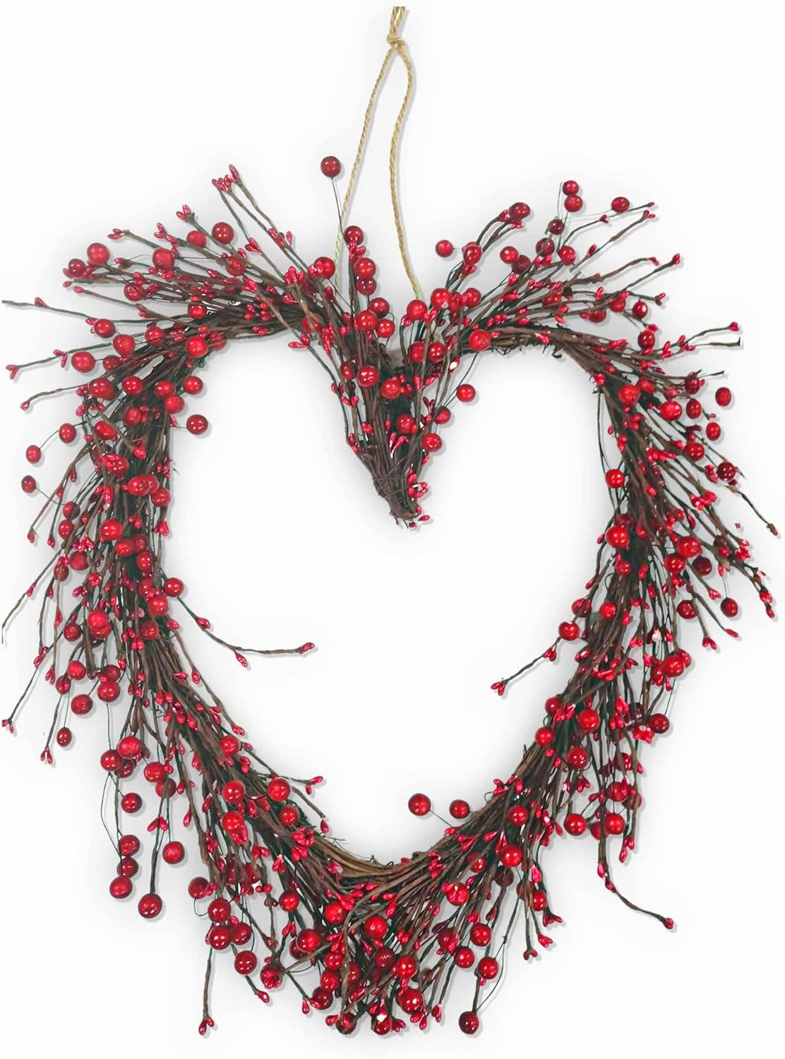 4E's Novelty - Wholesale Wreath - 15" Valentine's Heart Wreath - Red Berry Grapevine for Indoor/Outdoor Decor0