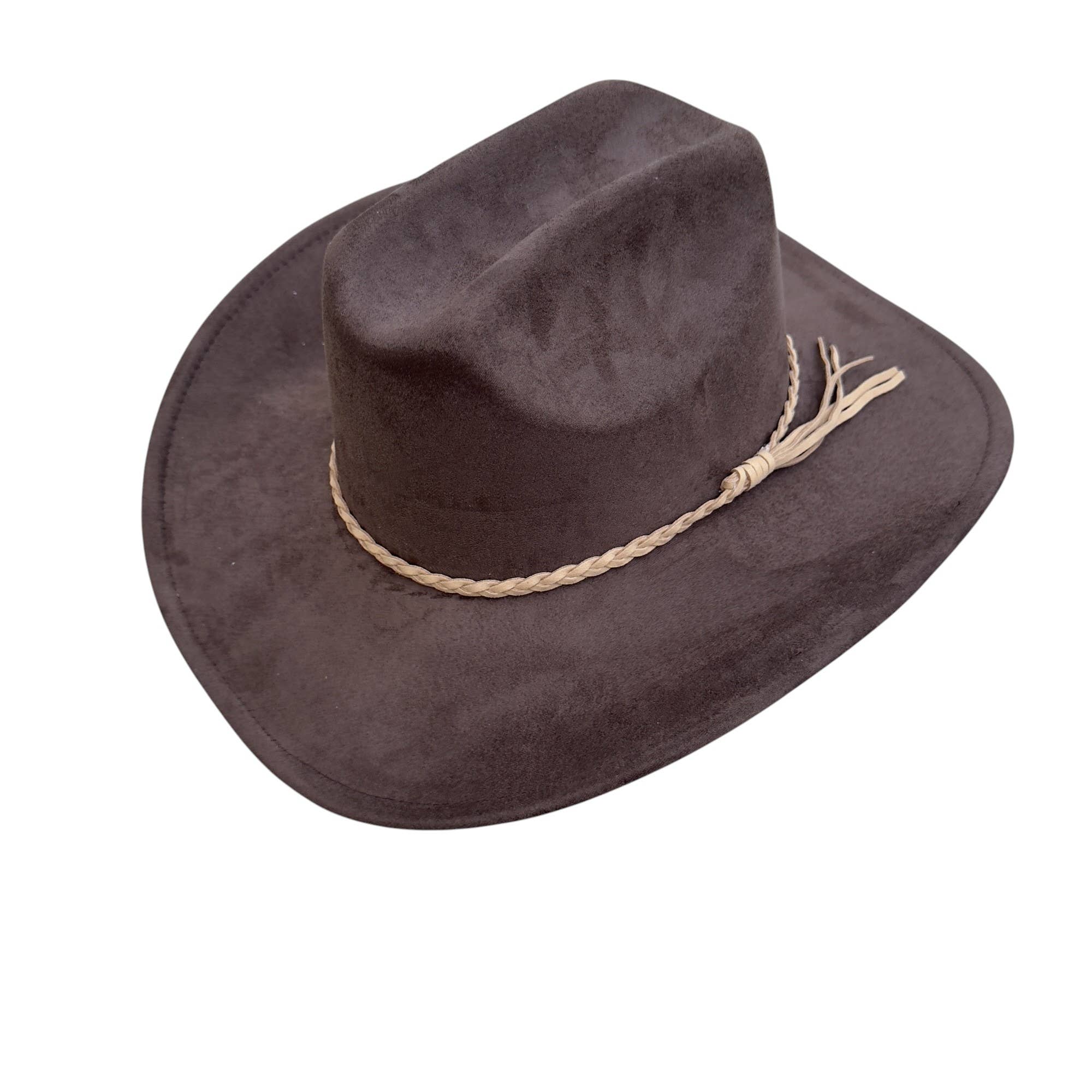 Portia Hat - Venta al por mayor Sombrero cowboy - Mujer - Sombrero de vaquero estilo ganadero de ante vegano con banda de ante7