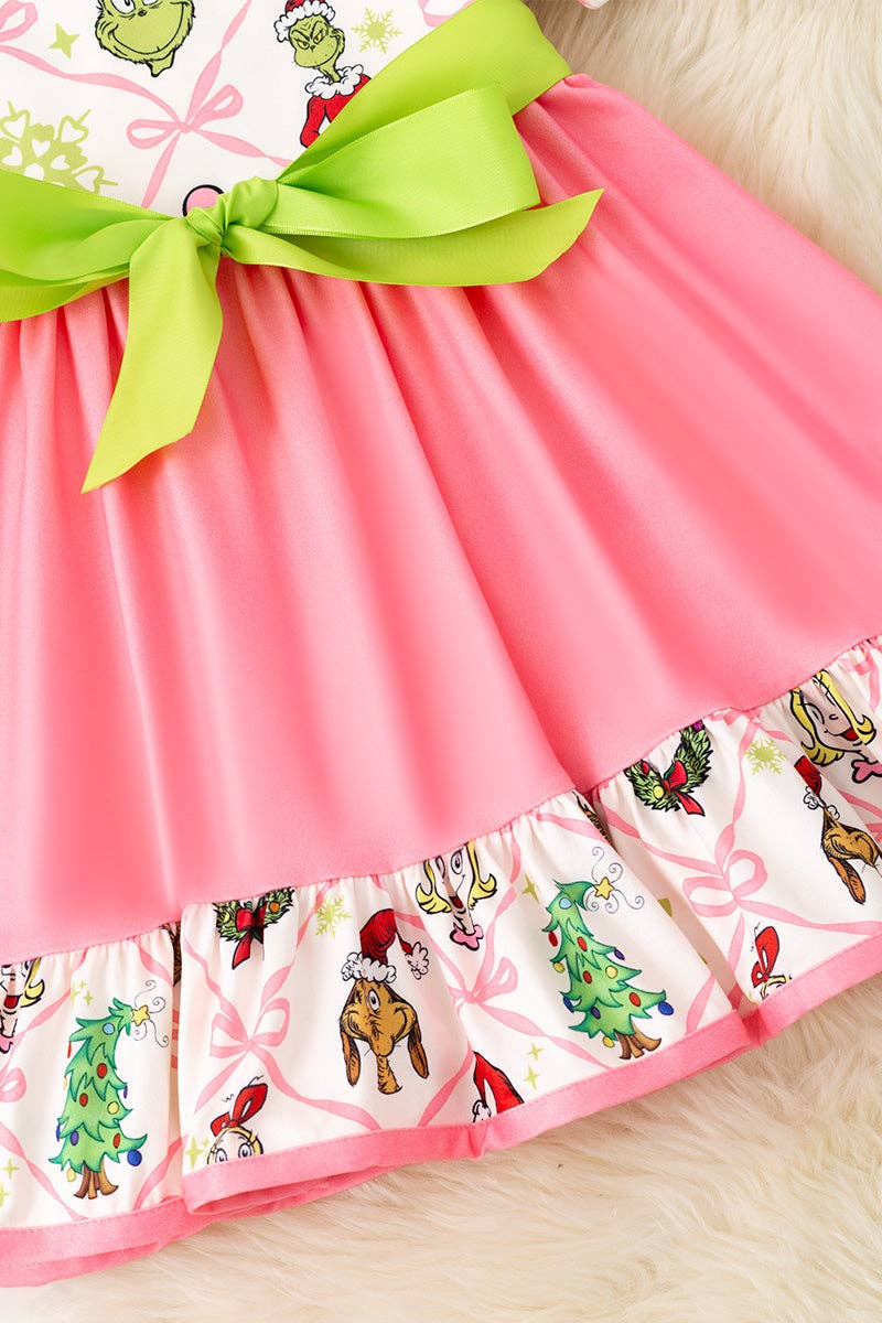 Kids Charm Online - Wholesale Dress - Kids - Cute Christmas character printed twirl dress. DRG52180 AMY2