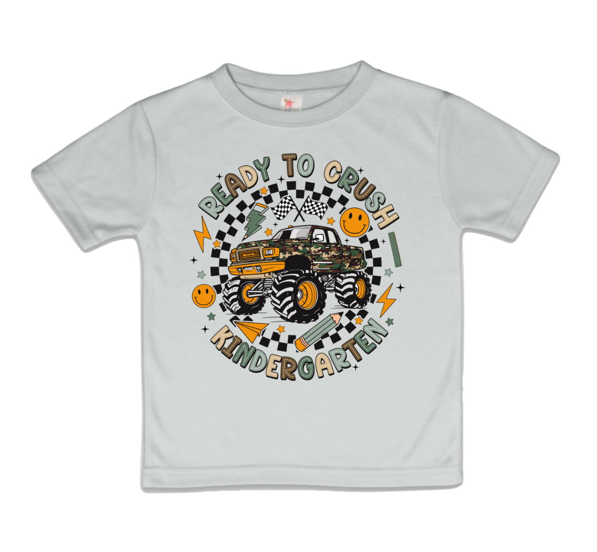 AvaryMaeInspirations - Vendita all'ingrosso Maglietta serigrafata - Bambini - Pronto a Sconfiggere l'Asilo Maglietta Monster Truck per Ragazzi0