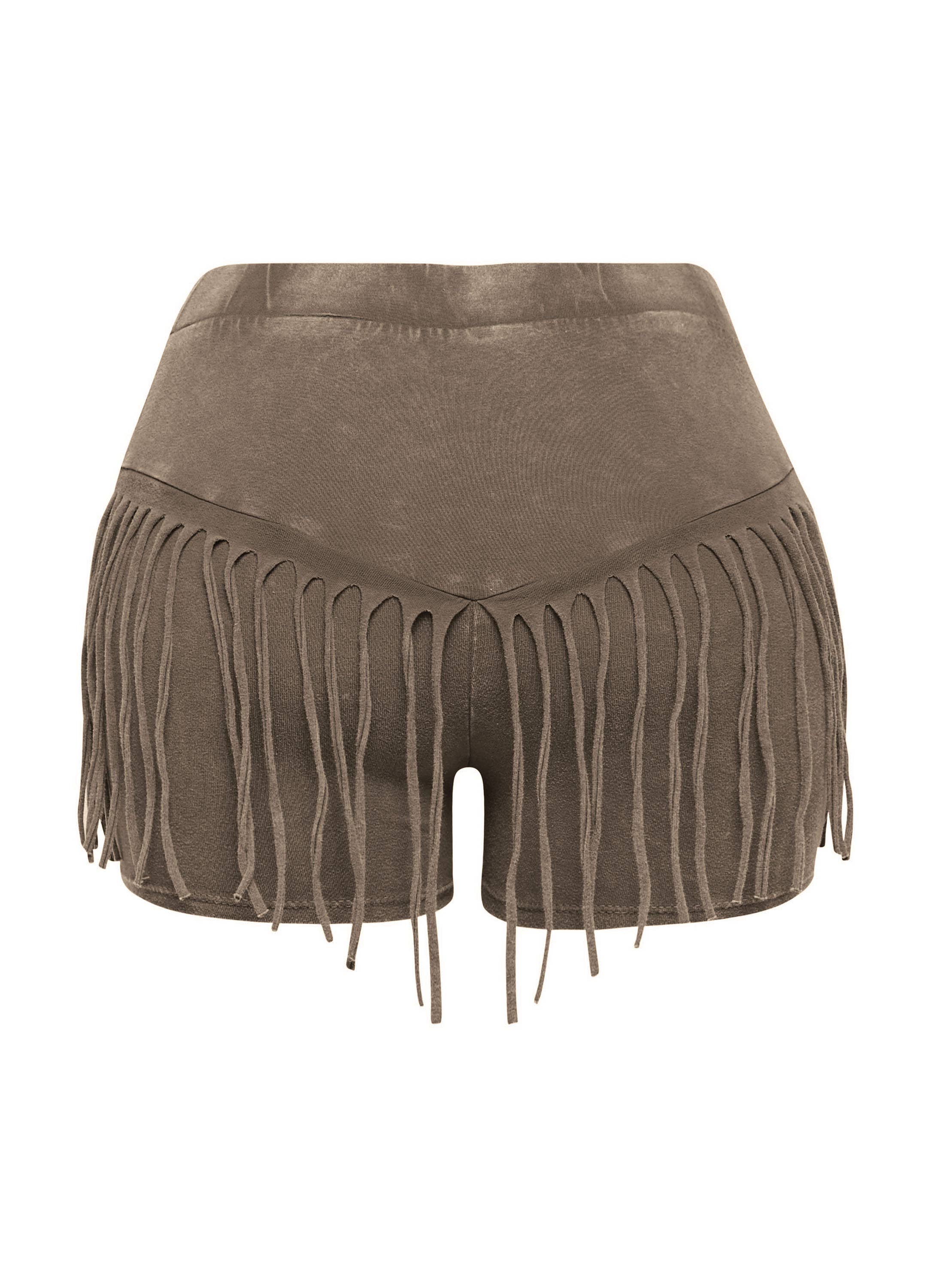 K Too - Wholesale Shorts - Women's - Mineral washed shorts with fringe detail10