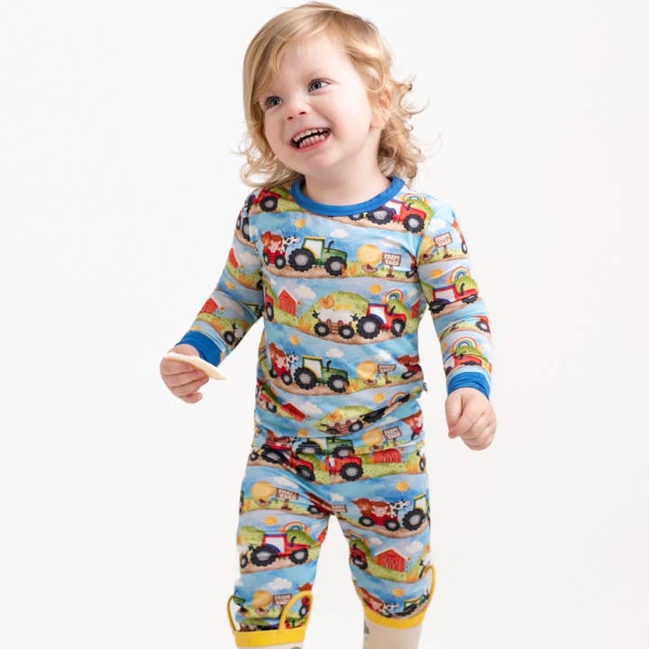 Amis de la ferme | Pyjama deux pièces en bambou à manches longues pour tout-petits et enfants pour la vente par Little Popp Crew