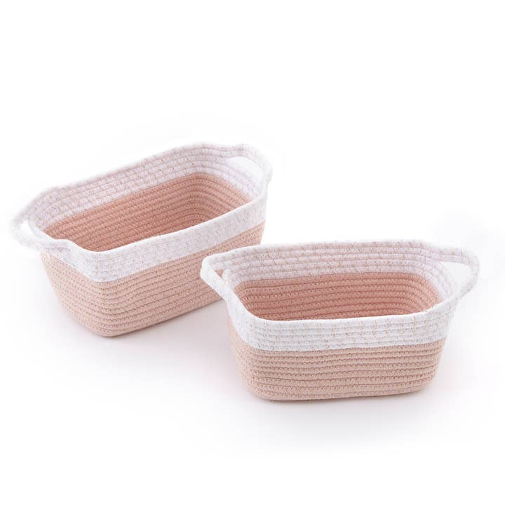 Almacenamiento de cuerda rosa y blanca 2 unidades para venta al por mayor de Levtex Home