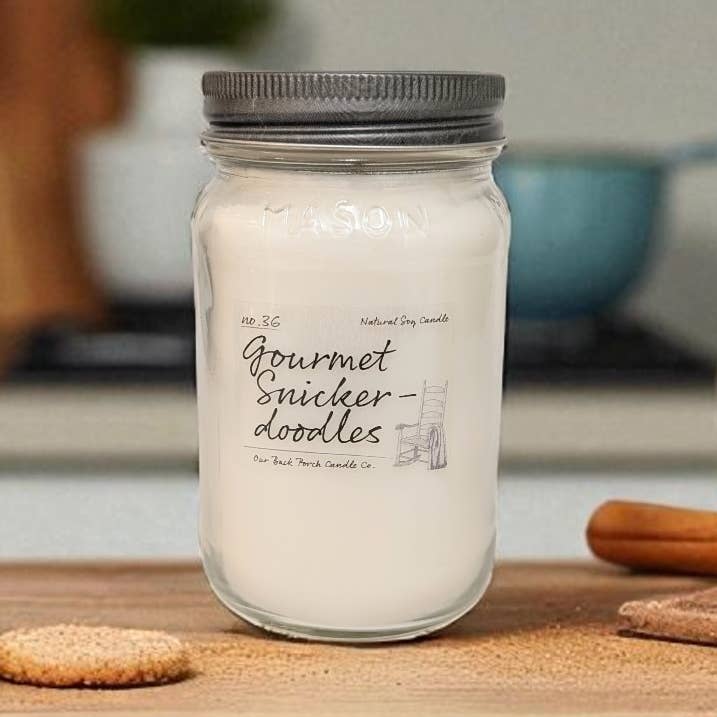 Gourmet Snickerdoodles Soy Candle for wholesale by Our Back Porch Candle Co