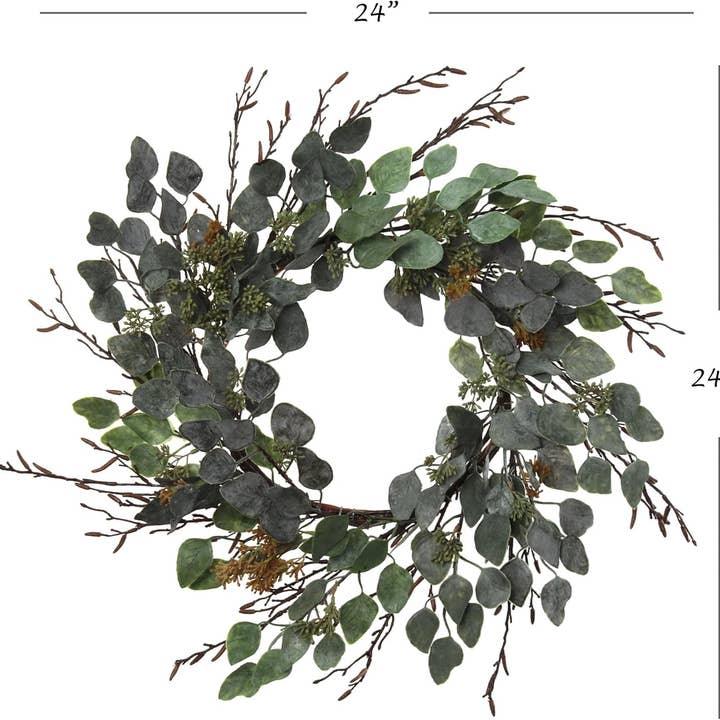Larksilk – wholesale Wreath – 6PC 24" Eucalyptus Wreath | Handcrafted Greenery