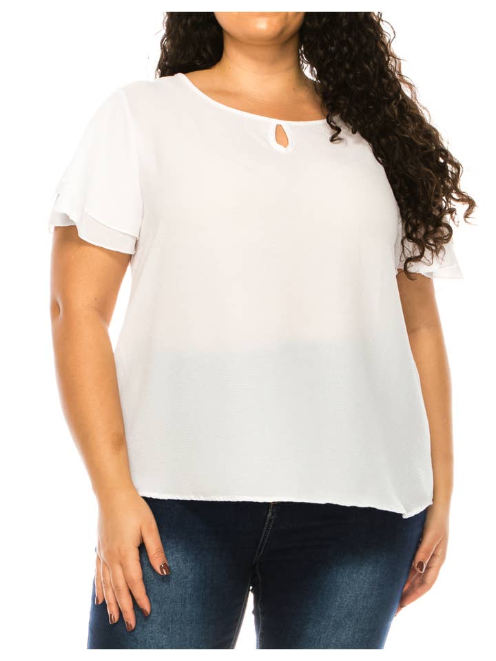 MOA COLLECTION - Wholesale Blouse - Women's - Women's Plus Size Short Sleeve Round Neck Blouse Top29