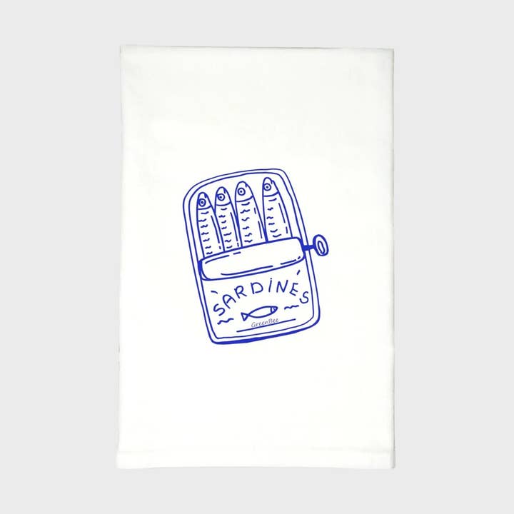 Sardines Kitchen Towel | Tea Towels | Summer Dish Towels for wholesale by Green Bee Tea Towels