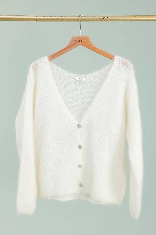 NAÏS PARIS – wholesale Cardigan – Women’s – V-neck cardigan with long sleeves in 80% kid mohair22