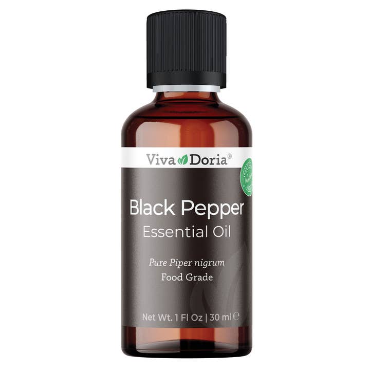 Olio essenziale di pepe nero per uso alimentare 30 ml (1 oncia fluida) per la vendita all'ingrosso da parte di VIVA DORIA INC.