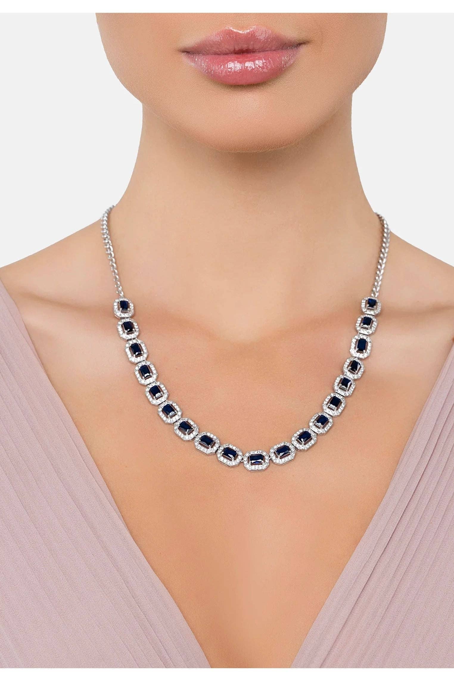 Latelita – wholesale Pendant/charm necklace – Whistledown Sapphire Gemstone Necklace Silver2