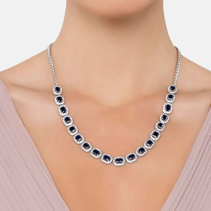 Latelita – wholesale Pendant/charm necklace – Whistledown Sapphire Gemstone Necklace Silver2