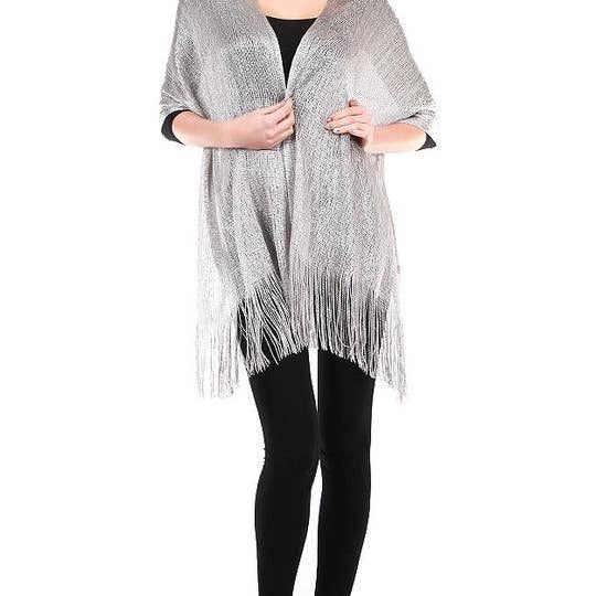 Jasper Trading LLC - Wholesale Wrap - Women's - M8_Grey - One Piece Grey Solid Party Shawl