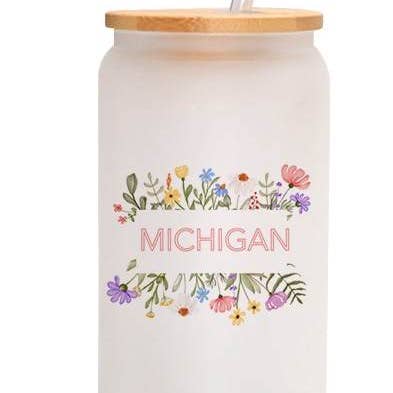 Frosted Glass: Michigan Floral for wholesale by My State Designs