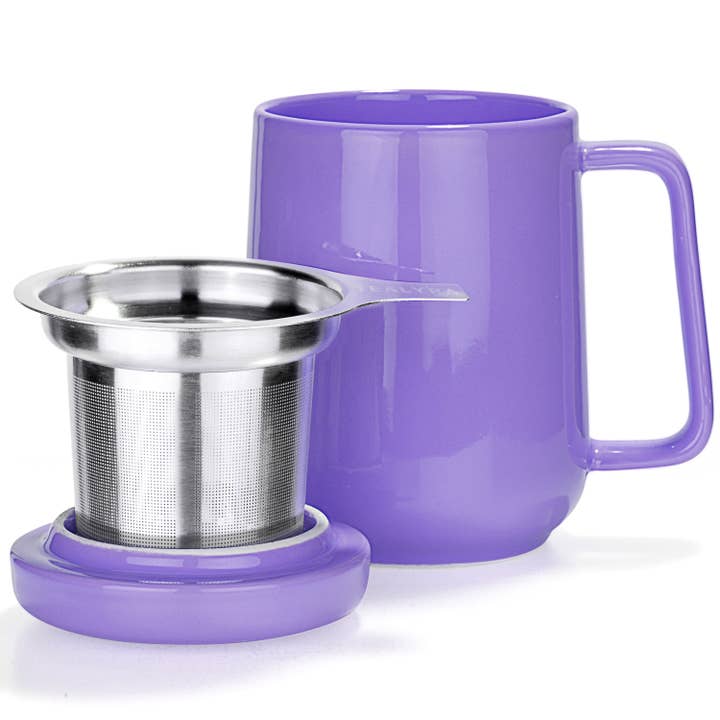 TEALYRA / LUXBE - Wholesale Coffee Mug - Peak Porcelain Mug With Infuser 19oz, Purple Matte Finish