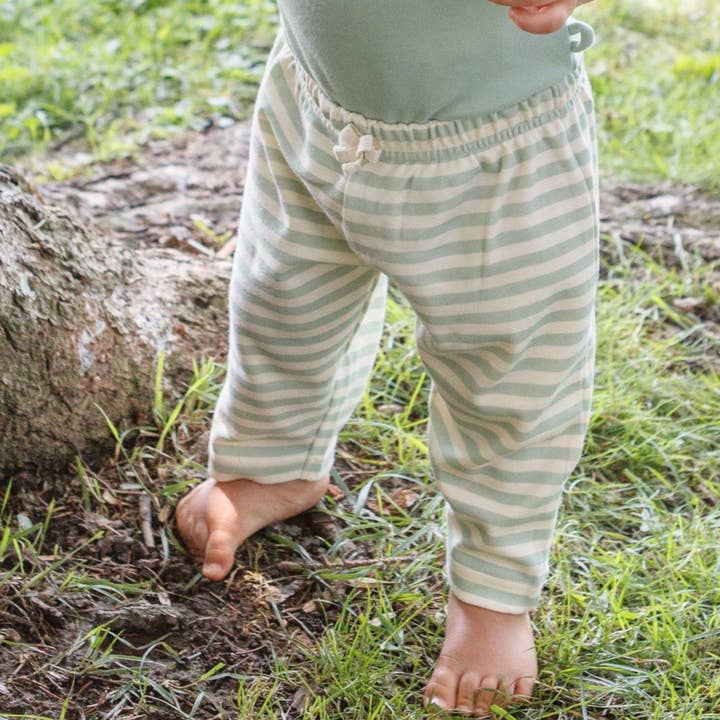 Pantalones de salón para bebés Sage Stripes para venta al por mayor de Bubele