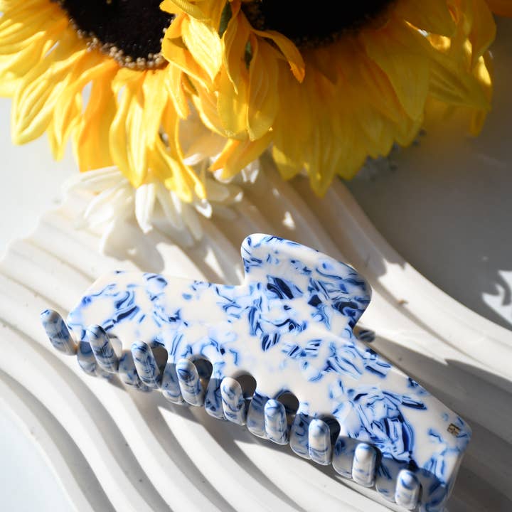 Rectangle Acetate Hair Claw in Porcelain for wholesale by Fenna&Fei