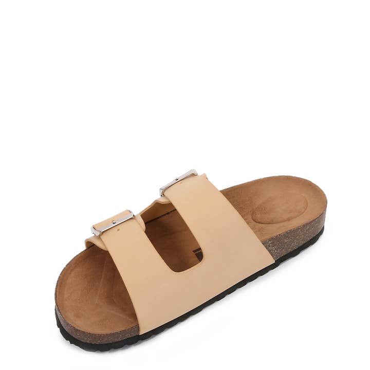 Soft Cork Double Strap Banded Slider Sandals for wholesale by Shop Lev
