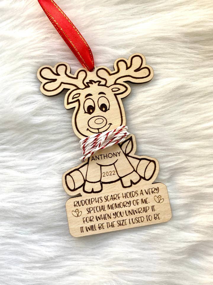 Reindeer Ornament, Reindeer Height Ornament, Keepsake, Kids Christmas Ornaments, Height Ornament for wholesale by Alluring Vinyl