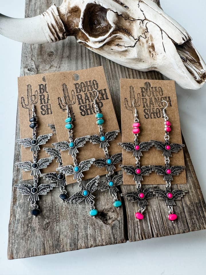 Thunderbird Dangle Western Earrings for wholesale by Boho Ranch Shop