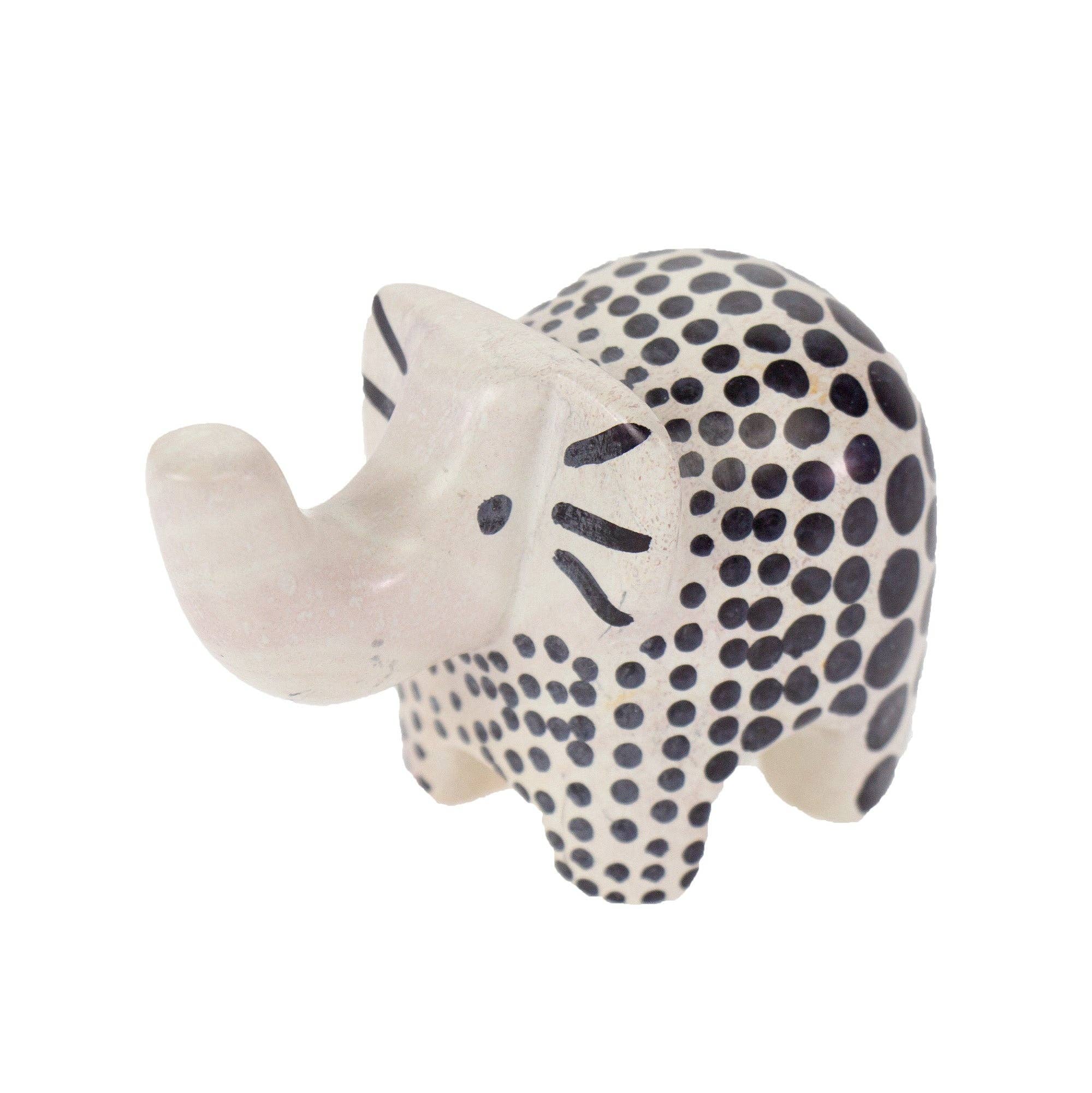 Global Crafts - Wholesale Decorative Figurine - Soapstone Elephant - Medium - Natural Black Accents