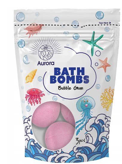 LS GROUP - Wholesale Bath Bomb/Fizz - Set of 3 bubble gum scented bath bombs (3 x 50 g)