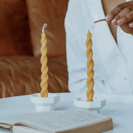 Mile-End Soap & Candle Supply - Wholesale Tapered Candle/Candlestick - 2 Beeswax Taper Candle - Twisted Beeswax Candle8