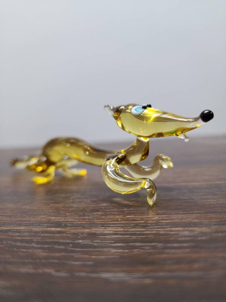 Naturally Colored Glass Figurine - Handcrafted - Fox Design for wholesale by Glass by Iness