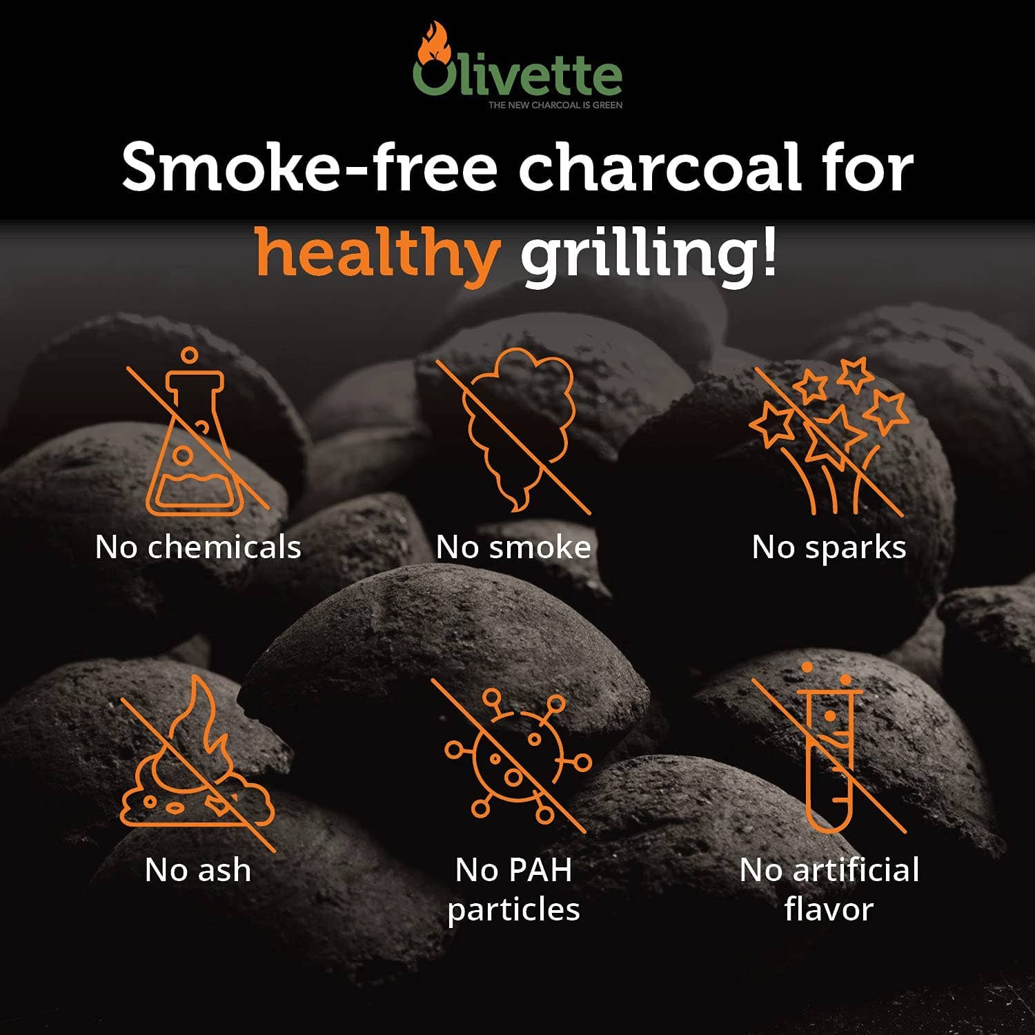 ATLAS OLIVE OILS - Wholesale Fire Pit - Olivette Organic Charcoal Briquette for BBQ|USDA Organic|3Kg1