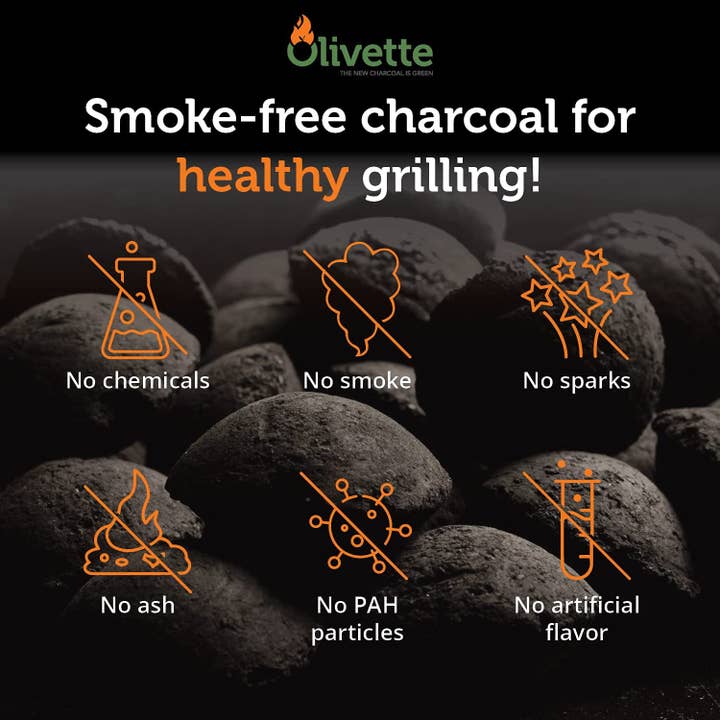 ATLAS OLIVE OILS - Wholesale Fire Pit - Olivette Organic Charcoal Briquette for BBQ|USDA Organic|3Kg1
