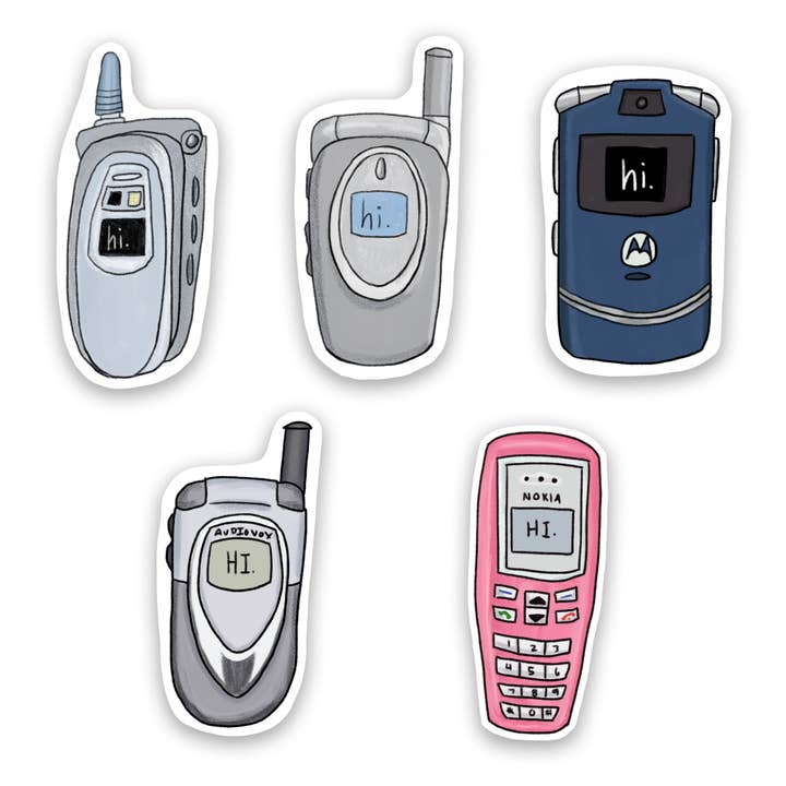 Retro Cell Phone Vinyl Stickers for wholesale by Proper Wolf