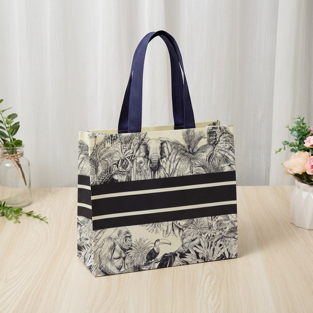 ByHome - Wholesale Gift bag - 50pc, 3 Size Black Stripe Jungle Line Art Non-woven Gift Bag3