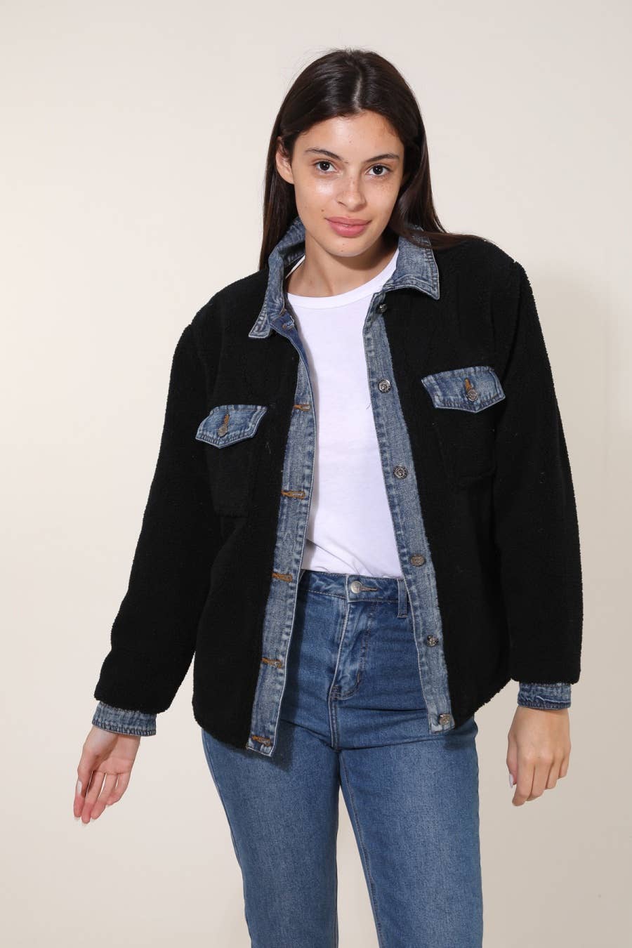 Attrait Paris – wholesale Päls/fuskpäls - Dam – Jeanrock med kort päls i bi-material8